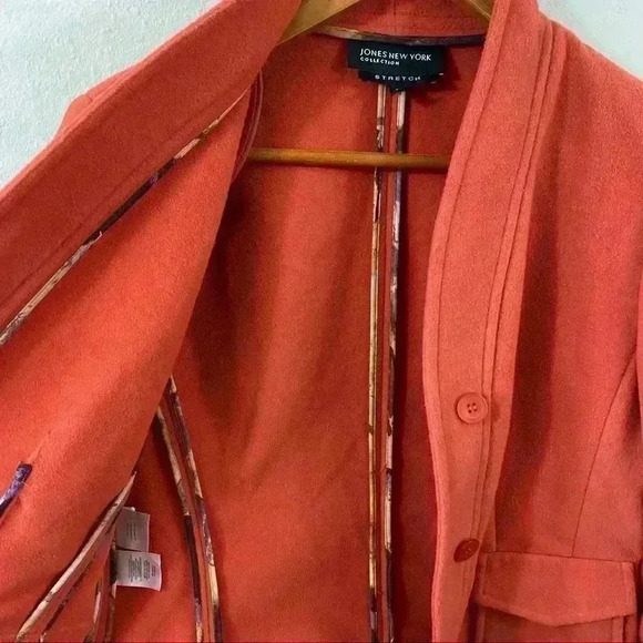 Jones New York stretch orange jacket with pockets - Picture 3 of 4